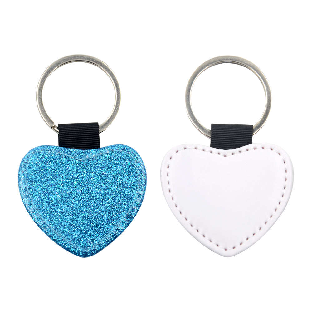 Heart PU Glitter Key Chain -Blue- 100pcs