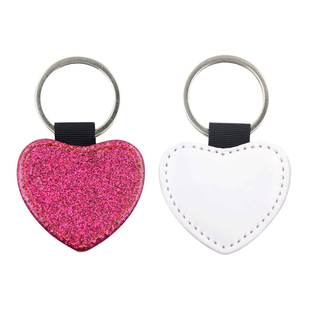 Heart PU Glitter Key Chain -Rose Red- 400pcs